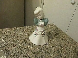 Vintage 1940 Delee Pottery Girl Planter La Usa 8” Girl With Muff W/sticker