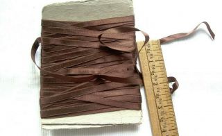 Vtg Antique Victorian Edwardian Narrow Silk Cotton Satin Ribbon " Brown "