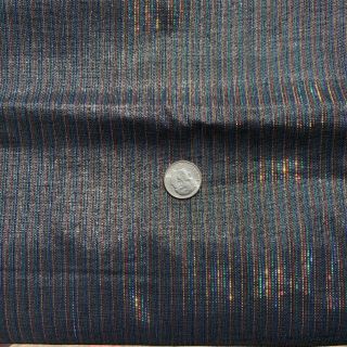 Vintage Rainbow Metallic Striped Cotton Poly Blend Fabric 1 Yard,  22 " X 44.  5 "