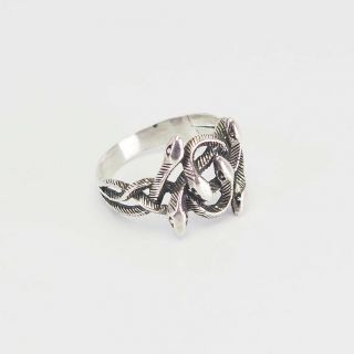 Vintage Sterling Silver Snakes Reptile Medusa Fun Ring Size 8.  75