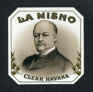 Old La Misno Cigar Label - Portrait,  Gold Trim,  Tom Reed Cigar Co.