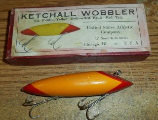 Early United States Athletic Company Ketchall Wobbler In Maroon Picture Box/rare