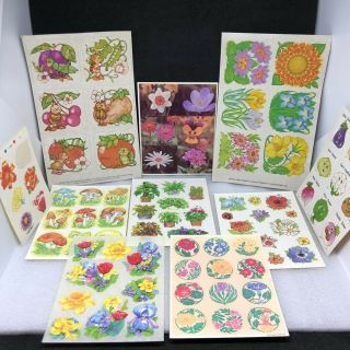 Vintage Stickers Seals 10 Sheets 1970s 1980 Flowers Plants Foods Hallmark Other