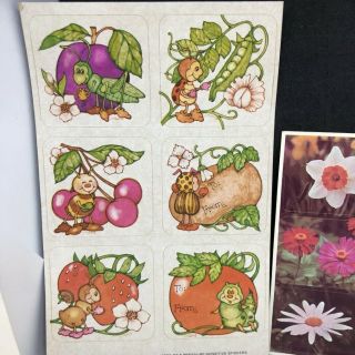 Vintage Stickers Seals 10 sheets 1970s 1980 FLOWERS PLANTS FOODS Hallmark other 2