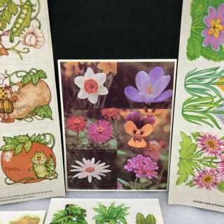Vintage Stickers Seals 10 sheets 1970s 1980 FLOWERS PLANTS FOODS Hallmark other 3