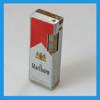 Old Vintage Retro Metal Pocket Cigarette Oil Fuel Lighter Marlboro Silver Chrome