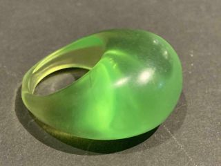 Vintage Green Lucite Dome Ring - Size 7 1/2