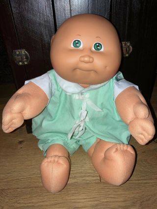 Vintage Cabbage Patch Kid Doll Preemie Green Eyes Bald 14 " Coleco Ss