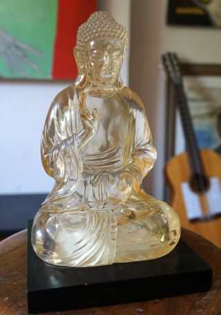 Dorothy Thorpe Lucite Buddha Amber Mid Century Sculpture Siddhartha