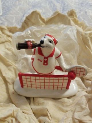 Vintage Coca Cola Polar Bear Figurines Always Playing Tennis