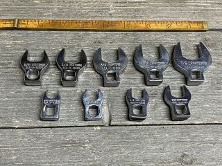 Vintage Craftsman Crows Foot Sockets Sae 3/8” Dr 9 Piece Made In Usa - V - Series