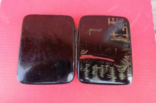 Vintage Wwii Japanese Lacquer Tin Metal Maki - E Cigarette Case Box Made In Japan