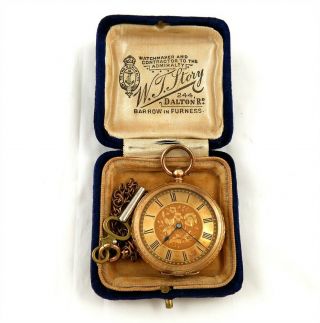 Antique 18k English/swiss? Fancy Key Wind 36mm Pocket Watch