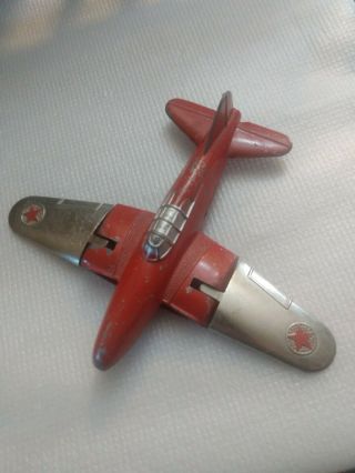 Vintage Hubley Airplane Toy Fold - Up Wings Red/silver