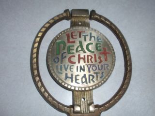Vtg Let The Peace Of Christ Live In Your Heart,  Terra Sancta Bronze Door Knocker