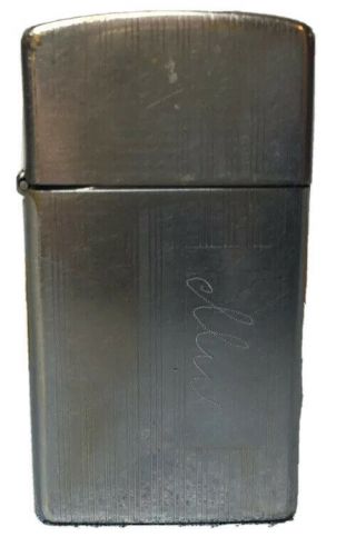 Vintage 1963 Zippo Slim Lighter Engraved Ilu