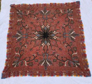 Antique/vintage Kashmir Paisley Shawl Hand Woven Embroidered 73” Jamawar Woolen