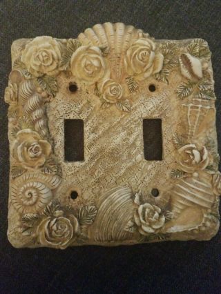 Vintage Ceramic Sea Shell Double Switch Wall Plate