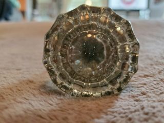 Vintage Antique Glass 12 Point Single Door Knob With Brass Base And Spindle