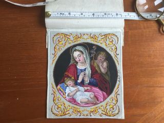 Antique Berlin Woolwork Watercolour Chart - Madonna With Jesus And Angel.