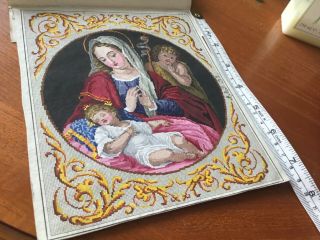 Antique Berlin woolwork watercolour chart - Madonna with Jesus and Angel. 2
