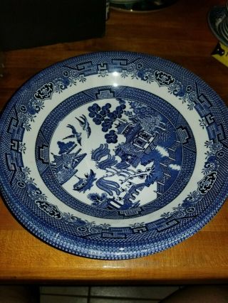 Vintage Blue Willow Churchill England Round Vegetable Bowl 9 In