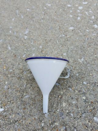 Vintage Enameled Metal Funnel – With Handle – Collectible
