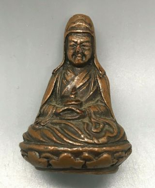 Antique Chinese Tibetan Bronze Buddha Small Statue Altar Figure 45mm Amulet
