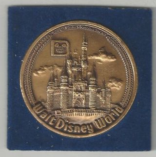 Vintage Bronze Walt Disney World Productions Mickey Mouse Castle Coin Medal