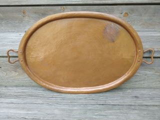 Stickley Arts & Crafts Hammered Copper Large Oval Serving Tray W Handles Mission