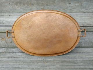 Stickley Arts & Crafts Hammered Copper Large Oval Serving Tray W Handles Mission 2