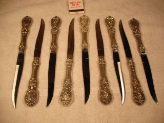 9 Very Fine Sterling Steak Knives In The Reed & Barton " Francis 1 " Pattern