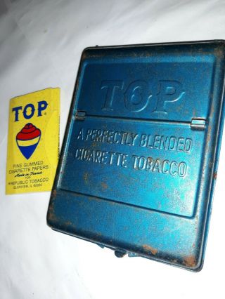 Top Portable Pocket Size Cigarette Rolling Machine Blue Metal W/100 Top Papers.