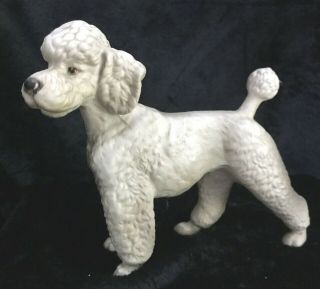 Vintage ‘50’s Ceramic Porcelain White Poodle Dog Figurine Japan (napco? Lefton?)