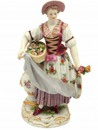 Fine Late 19th Century Meissen Figurine Of A Lady Gardener