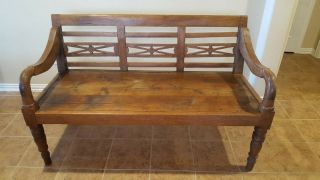 Handcrafted Vintage Teak Wood Bench From Indonesia