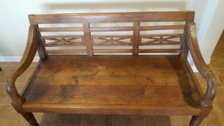 Handcrafted Vintage Teak Wood Bench from Indonesia 2