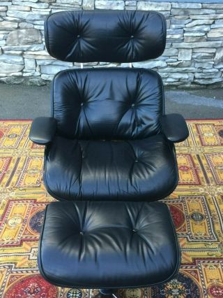Eames Style Lounge Chair And Ottoman Black Leather