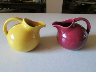 Vintage Small Matching Ball Type Pitchers Creamers Pottery 4 Inches High