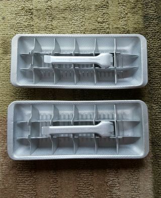 Two Vintage Ge General Electric Metal Mini Ice Cube Trays.