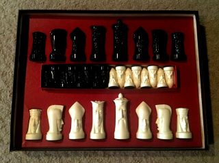 Vintage Sculpted Chess By Peter Ganine Gothic No.  1475 Salon Edition No Board