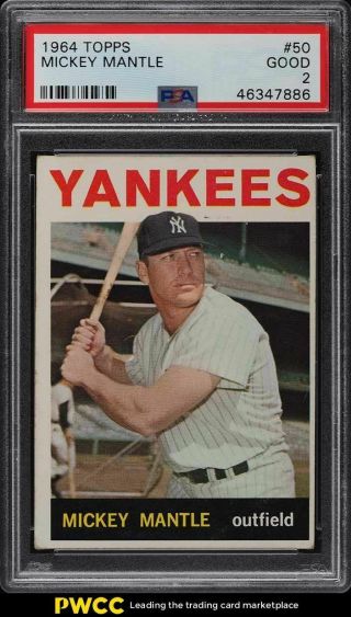 1964 Topps Mickey Mantle 50 Psa 2 Gd