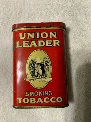 Vintage Union Leader Smoking Tobacco Tin,  Eagle 4.  5” Red