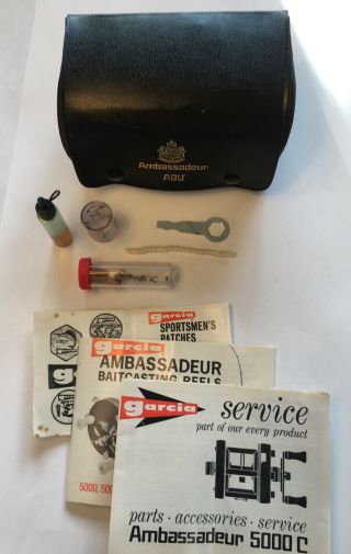 Vintage Case & Repair Kit For Abu Garcia Ambassadeur 5000c No Reel