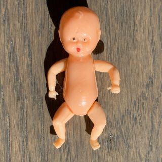 Vintage Tiny Baby Doll Miniature Celluloid Jointed Dollhouse Diorama 1 3/4 Small