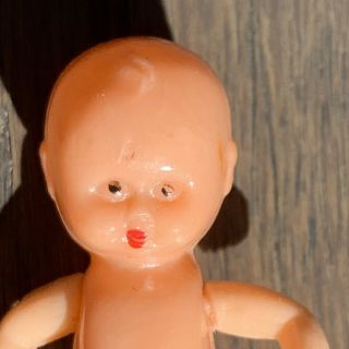Vintage Tiny Baby Doll Miniature Celluloid Jointed Dollhouse Diorama 1 3/4 Small 2