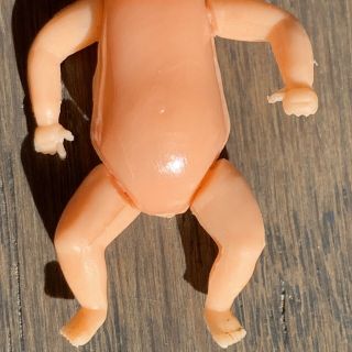 Vintage Tiny Baby Doll Miniature Celluloid Jointed Dollhouse Diorama 1 3/4 Small 3