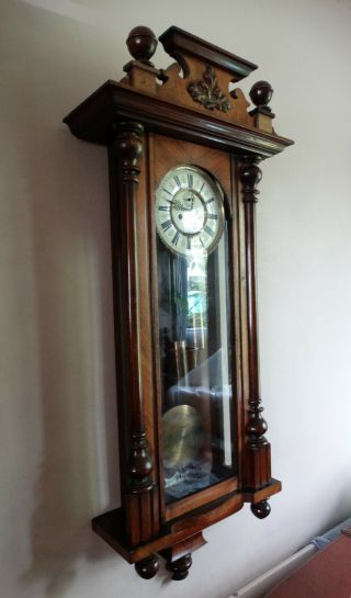 Antique Weight Driven Wall Clock Vienna Regulator by Kuehl Clock Co Germany 1900 3