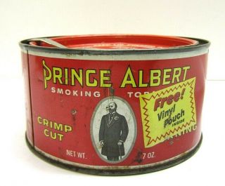 Vintage Round Tin Canister Crimp Cut Tobacco Prince Albert Cigarette Advertising