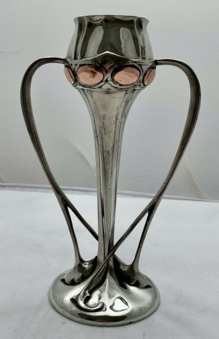 Large Liberty & Co Tudric Art Nouveau Pewter Whiplash Vase 029 Archibald Knox
